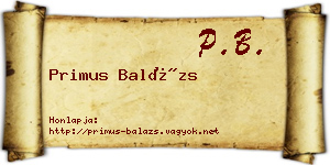 Primus Balázs névjegykártya